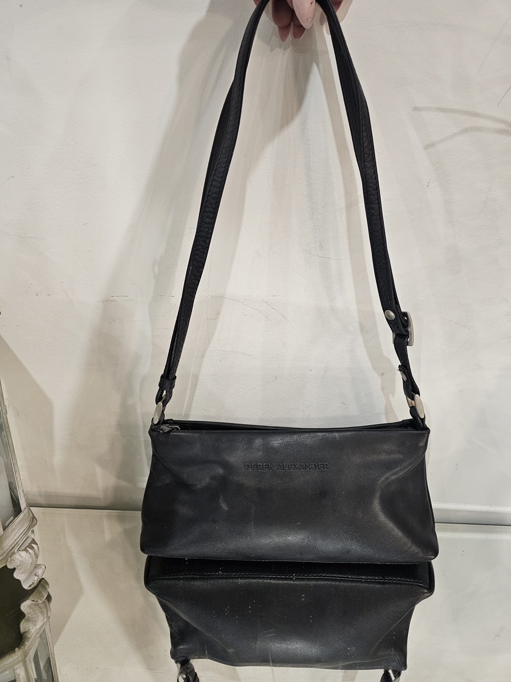 Derek Alexander Black Leather Shoulder Purse